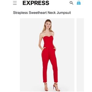 Express Strapless Sweetheart Jumpsuit Red Size 00